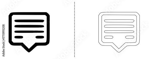 Chat Message Icon Communication, Comment Box, and Feedback Bubble Symbol in Solid and Outline Vector Style for Social Media, App Interface, and Online Conversation Design