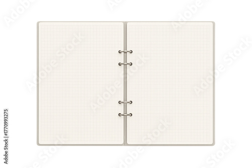 Wallpaper Mural Open blank ring binder organizer with grid paper pages, personal planner for notes and schedules, transparent background Torontodigital.ca