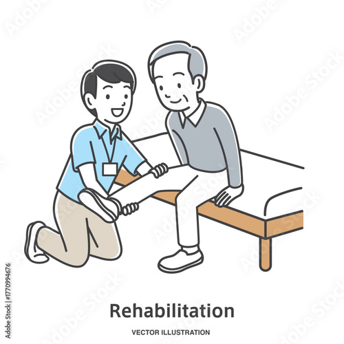 リハビリを受ける年配の男性