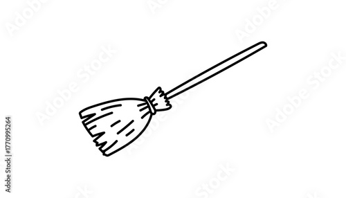 A broom for astrology spell. Magic occult mystic ritual and moon.