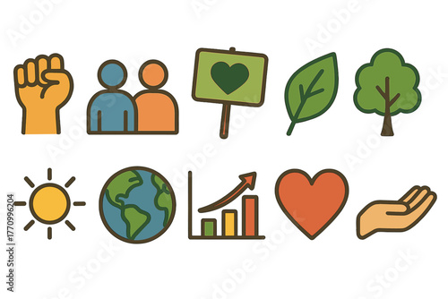 Environmental, nature flat icon set. Eco, sustainability icons flat collection