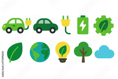Eco-friendly, sustainability filled icon set: environmental, green energy icons collection
