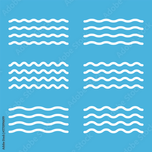 Set of line waves vector icon