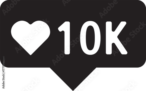 Digital Popularity Symbol with 10K Heart Counter