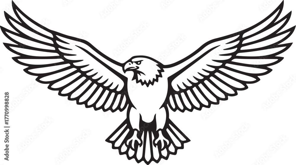 Fototapeta premium Eagle Spreading Wings Bird of Prey Graphic Vector Design