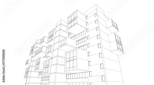 Linear view of house architectural concept vector illustration