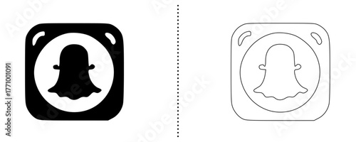 Ghost icon set , Snap Chat icon spooky chat and social media symbol in solid and outline style for communication, messaging app, fun, emoji, halloween, and digital interface vector illustration