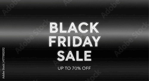 Black friday sale announcement with seventy percent off offer on a dark textured background promotion image