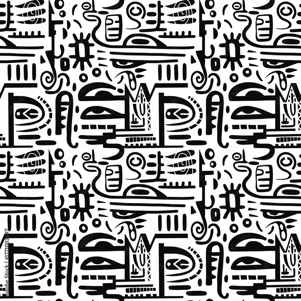 Naklejka premium Doodle abstract ethnic pattern. tribal seamless pattern .illustration.