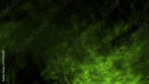 green fog or smoke on black background.	