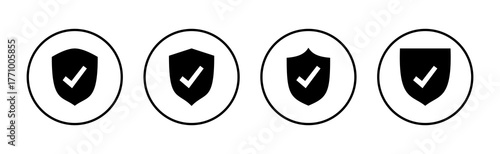 Shield check mark icon vector. Protection approve sign. Insurance icon