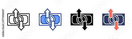 Money Transfer icon sheet multiple style collection
