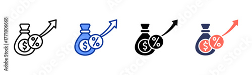 Interest Rate icon sheet multiple style collection