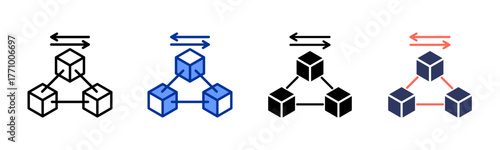 Blockchain Transaction icon sheet multiple style collection
