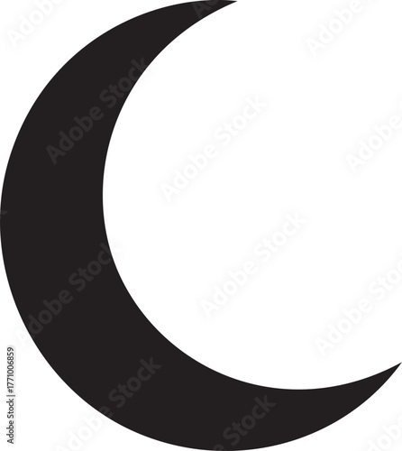 Black silhouette of a crescent moon night celestial