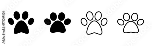 Paw icon set. paw print icon vector. dog or cat paw