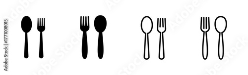 spoon and fork icon set. spoon, fork and knife icon vector. restaurant icon