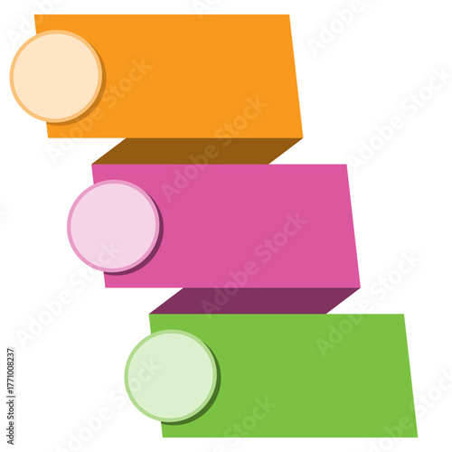 Colorful Step Infographic Banner with Three Gradient Sections and Round Circles, Editable Vector Template for Business Presentation, Education, Marketing, and Process Visualization