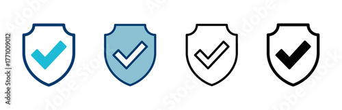 Shield check mark icon vector isolated on white background. Protection approve sign. Safe icon vector