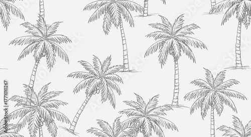 Elegant palm tree sketch pattern creates a tropical minimalist aesthetic
