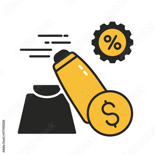 Tax cannon icon representing financial strategy