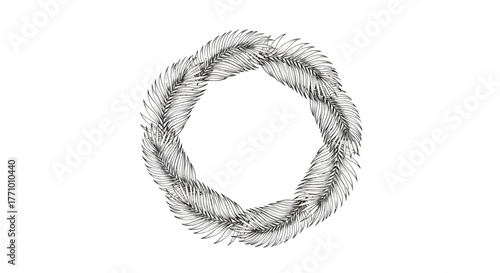 Elegant handcrafted foliage wreath with intricate botanical illustrations