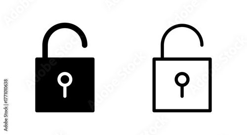 Unlock icon symbol for apps and websites. Unlock sign and symbol. unlocked padlock icon