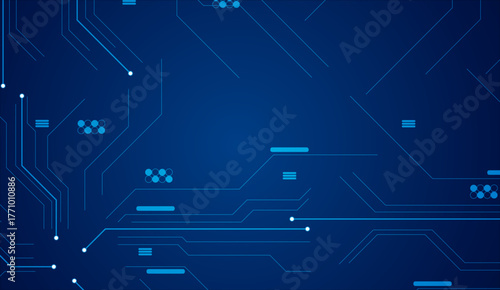 Blue Tech Circuit Lines Background — Digital Data Flow Network Vector
