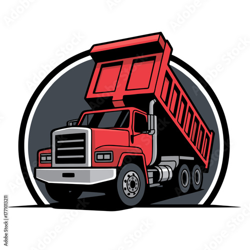 Heavy Duty Truck Vector Emblem for Construction or Logistics Business