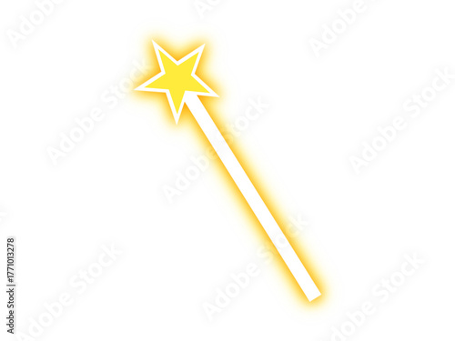 Yellow Neon Star Wand , 3d golden star