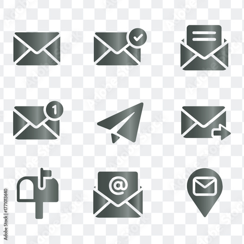 Set of mail email and communication icons vector collection graphic design