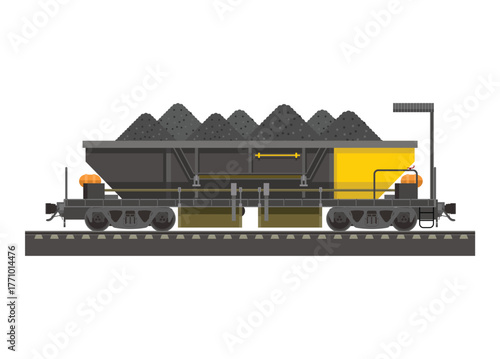 Gravel wagon. Simple flat illustration.