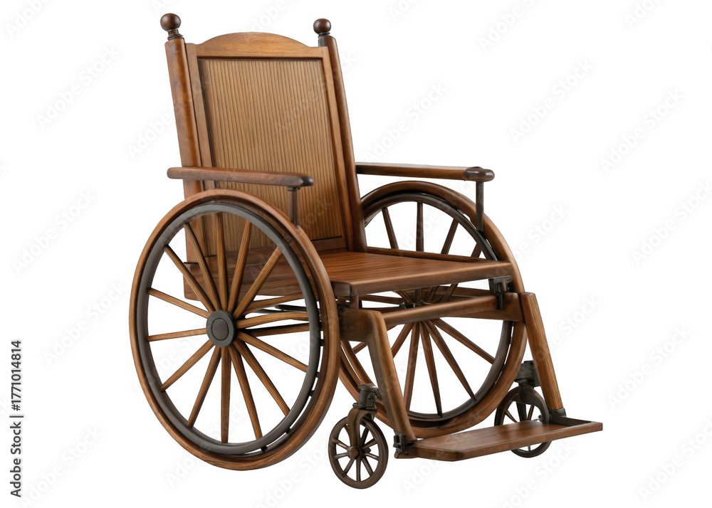Fototapeta premium Wheelchair antique isolated on a transparent background.