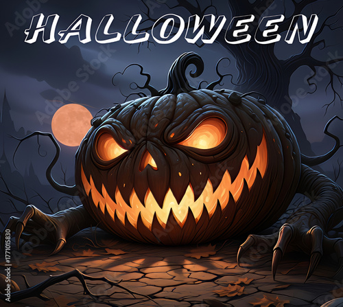 Halloween Time - Scary Pumpkin, moon lite night