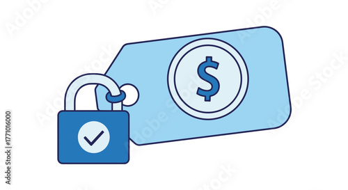 Secure payment tag with padlock for financial safety, ensuring transactions and protecting assets with confidence, safeguarding investments and wealth