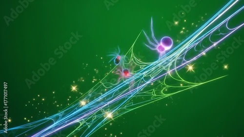 Glowing Spider Web Lines with Magical Halloween Sparkles