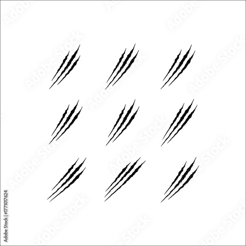 Abstract cat claw scratch marks isolated on white background