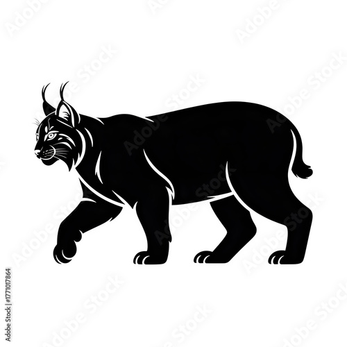 Elegant lynx outline illustration, perfect for wildlife education projects and captivating logo designs, showcasing the animal's strength and grace