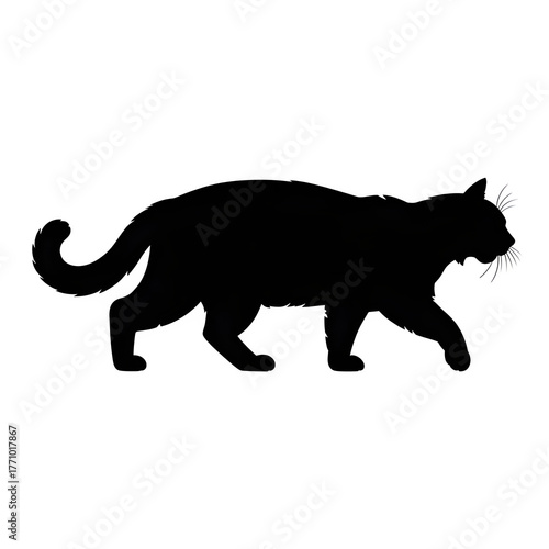 Elegant feline silhouette prowls stealthily, perfect for logos, branding, and designs needing a touch of mystery and sophistication