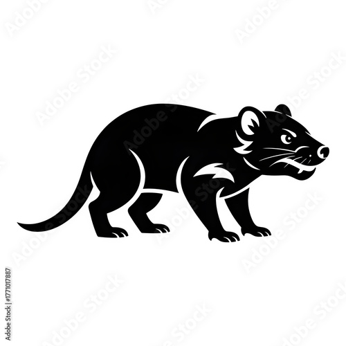 Tasmanian devil illustration with fierce expression, perfect for logo design, mascot or educational materials about Australian wildlife