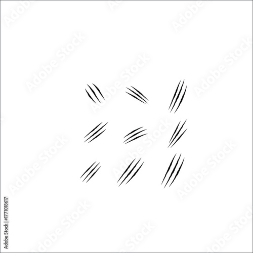 Abstract cat claw scratch marks isolated on white background