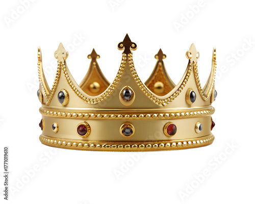 Golden Crown PNG – Realistic Royal Crown Isolated on Transparent Background