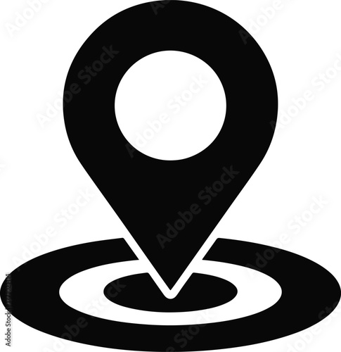 Location pin solid icon, black map marker vector for GPS and navigation design