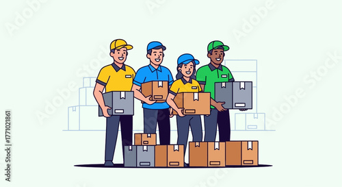 Reliable delivery team carrying packages efficiently for express shipping solutions