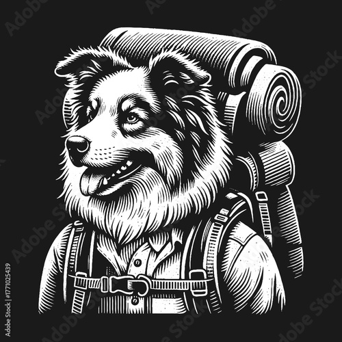 Adventurous Dog Hiker with Backpack Ready for the Trail.