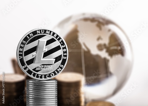 Golden bitcoin are stacked coin, money concept