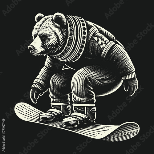 Bear on Snowboard: Winter Sports and Adventure.