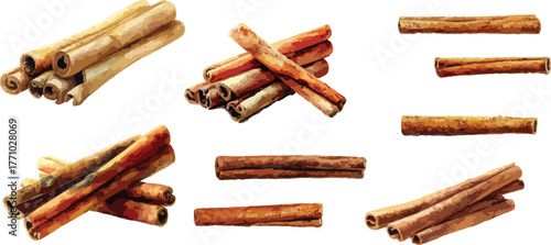 Watercolor Cinnamon Stick Clipart