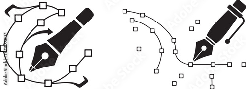 Vector Graphic Design Pen Tool Paths and Anchor Points Illustration