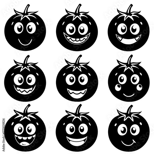 set of cartoon fruits